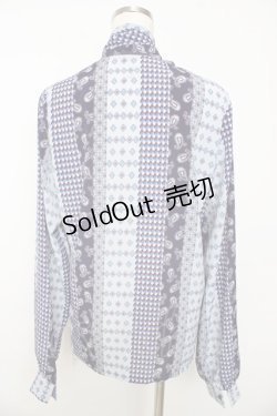 画像2: Perla nell' ostrica / ボウタイブラウス  ブルーペイズリー Y-25-10-16-104-EL-BL-SZ-ZY