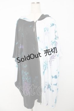 画像1: h.NAOTO / ツートンBIGパーカー  黒×白 Y-25-10-16-105-HN-TO-SZ-ZY