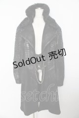 h.NAOTO / ドラゴンレザーロングジャケット F ブラック Y-25-10-16-111-HN-CO-SZ-ZY