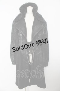 h.NAOTO / ドラゴンレザーロングジャケット F ブラック Y-25-10-16-111-HN-CO-SZ-ZY