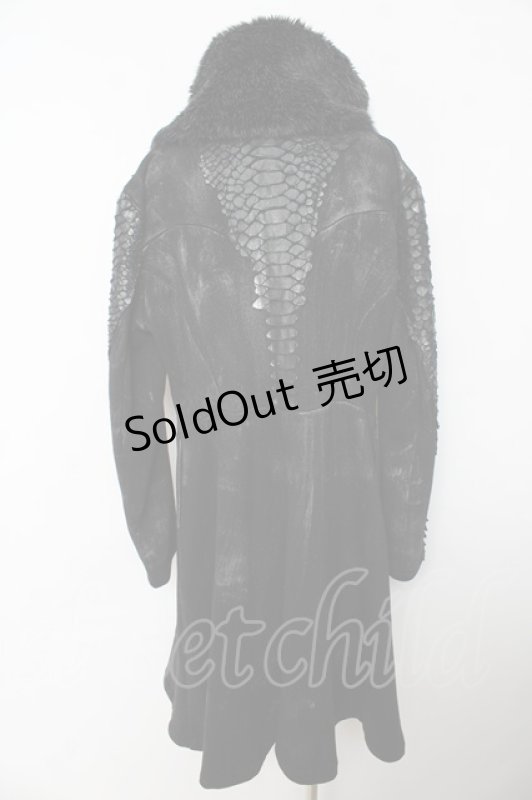 画像2: h.NAOTO / ドラゴンレザーロングジャケット F ブラック Y-25-10-16-111-HN-CO-SZ-ZY (2)