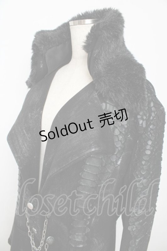 画像3: h.NAOTO / ドラゴンレザーロングジャケット F ブラック Y-25-10-16-111-HN-CO-SZ-ZY (3)