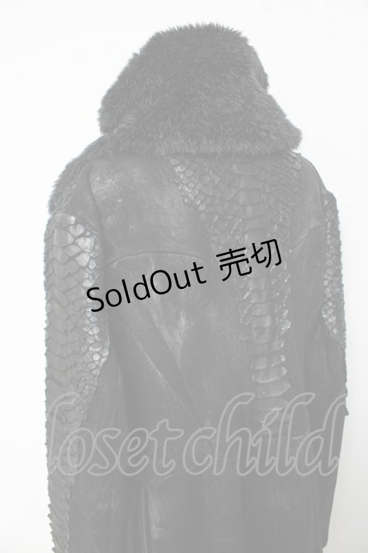 画像5: h.NAOTO / ドラゴンレザーロングジャケット F ブラック Y-25-10-16-111-HN-CO-SZ-ZY (5)