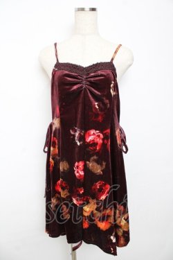 画像1: axes femme / ベロア花柄プリントキャミチュニ M ワイン Y-25-10-16-117-AX-TO-SZ-ZY