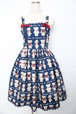 画像1: axes femme kawaii / フラッフィベアジャンスカ M 紺 Y-25-10-16-119-AX-OP-SZ-ZY