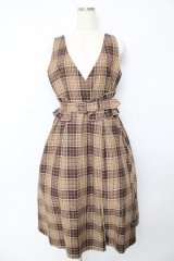 axes femme / タータンチェックワンピース M 茶 Y-25-10-16-123-AX-OP-SZ-ZI