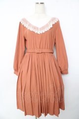 axes femme POETIQUE / ベルト付きプリーツワンピース M オレンジ Y-25-10-16-125-AX-OP-SZ-ZI