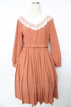 画像1: axes femme POETIQUE / ベルト付きプリーツワンピース M オレンジ Y-25-10-16-125-AX-OP-SZ-ZY