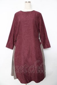 axes femme / 切替ワンピース  ワイン×グレー Y-25-10-16-126-AX-OP-SZ-ZI