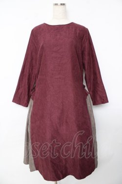 画像1: axes femme / 切替ワンピース  ワイン×グレー Y-25-10-16-126-AX-OP-SZ-ZY
