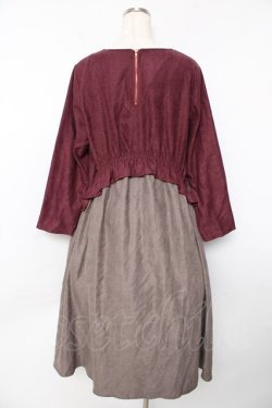 画像2: axes femme / 切替ワンピース  ワイン×グレー Y-25-10-16-126-AX-OP-SZ-ZY