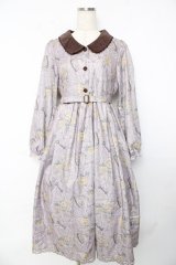 axes femme / アンティーク柄ワンピース M モーヴ Y-25-10-16-129-AX-OP-SZ-ZI