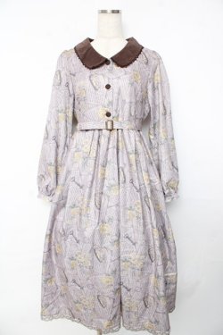 画像1: axes femme / アンティーク柄ワンピース M モーヴ Y-25-10-16-129-AX-OP-SZ-ZY