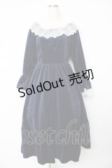 axes femme / パゴタ袖ベロアワンピース F 紺 Y-25-10-16-131-AX-OP-SZ-ZY