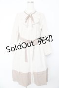axes femme / ブローチ付バイカラーワンピース M ベージュ Y-25-10-16-134-AX-OP-SZ-ZI