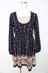 axes femme / ローズニットワンピース  紺 Y-25-10-16-135-AX-OP-SZ-ZI