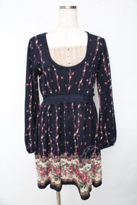 axes femme / ローズニットワンピース  紺 Y-25-10-16-135-AX-OP-SZ-ZI