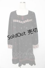 axes femme / 結晶柄ニットワンピース  黒 Y-25-10-16-136-AX-OP-SZ-ZI