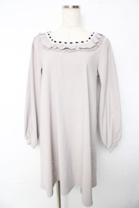 Amavel / はしごレースリボンAラインワンピース M グレー Y-25-10-16-143-CA-OP-SZ-ZY