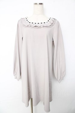 画像1: Amavel / はしごレースリボンAラインワンピース M グレー Y-25-10-16-143-CA-OP-SZ-ZY