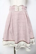 axes femme POETIQUE / 音符柄チェックスカート M ピンク Y-25-10-16-146-AX-SK-SZ-ZY