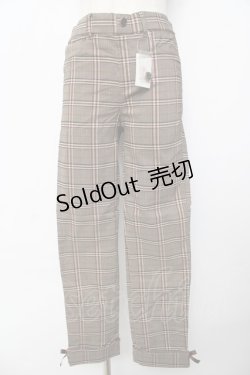 画像1: axes femme / 裾レースアップ裏起毛レギパン L 茶 Y-25-10-16-150-AX-PA-SZ-ZY