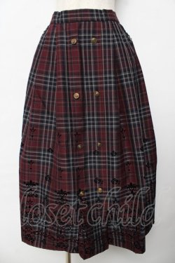 画像1: axes femme / フロッキーチェックスカート M ワイン Y-25-10-16-151-AX-SK-SZ-ZY