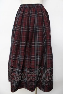 画像2: axes femme / フロッキーチェックスカート M ワイン Y-25-10-16-151-AX-SK-SZ-ZY