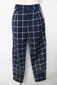 axes femme / チェックパンツ M 紺 Y-25-10-16-152-AX-PA-SZ-ZI