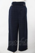 axes femme / 裾釦起毛チェックワイドパンツ M 紺 Y-25-10-16-153-AX-PA-SZ-ZY