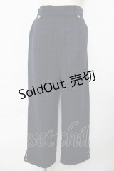 axes femme / 裾釦起毛チェックワイドパンツ M 紺 Y-25-10-16-153-AX-PA-SZ-ZY