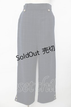 画像1: axes femme / 裾釦起毛チェックワイドパンツ M 紺 Y-25-10-16-153-AX-PA-SZ-ZY