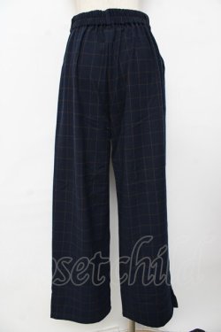 画像2: axes femme / 裾釦起毛チェックワイドパンツ M 紺 Y-25-10-16-153-AX-PA-SZ-ZY