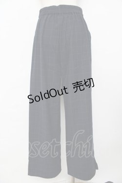 画像2: axes femme / 裾釦起毛チェックワイドパンツ M 紺 Y-25-10-16-153-AX-PA-SZ-ZY