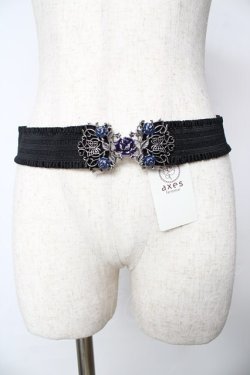 画像2: axes femme / バラ×蝶デザインゴムベルト  シルバー Y-25-10-16-024-AX-ZA-SZ-ZY