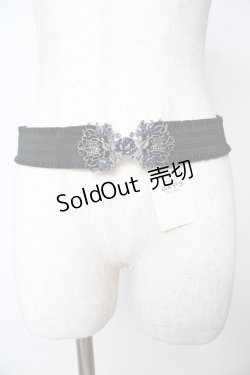 画像2: axes femme / バラ×蝶デザインゴムベルト  シルバー Y-25-10-16-024-AX-ZA-SZ-ZY