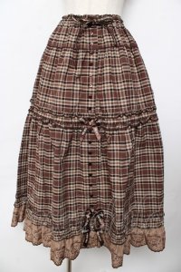 PINK HOUSE / オリジナルクマレースチェックスカート F ブラウン Y-25-10-16-163-LO-SK-SZ-ZY