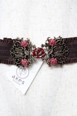 画像1: axes femme / バラ×蝶デザインゴムベルト  ゴールド Y-25-10-16-028-AX-ZA-SZ-ZY