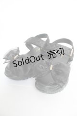 m petit by misako / AMシアーリボンサンダル  黒 Y-25-10-16-042-LO-SH-SZ-ZY