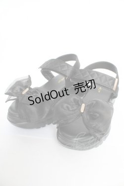 画像1: m petit by misako / AMシアーリボンサンダル  黒 Y-25-10-16-042-LO-SH-SZ-ZY