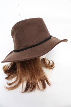 画像4: axes femme / ファーリボン付つば広帽 57.5cm 茶 Y-25-10-18-044-AX-AC-SZ-ZY