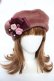 画像1: axes femme / ローズブローチ付きファーベレー 57.5cm 濃ピンク Y-25-10-18-045-AX-AC-SZ-ZY (1)