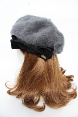画像2: axes femme / リボン付きフェザーファーベレー 56-58cm グレー Y-25-10-18-047-AX-AC-SZ-ZY