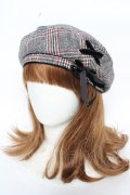axes femme / チェック柄ベレー 57.5cm グレー Y-25-10-18-048-AX-AC-SZ-ZY