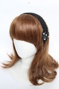 m petit by misako / リボンパールレースカチューシャ  中黒 Y-25-10-18-053-LO-AC-SZ-ZY