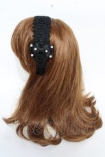 画像2: 【SALE】m petit by misako / リボンパールレースカチューシャ  中黒 Y-25-10-18-053-LO-AC-SZ-ZT486-F002 (2)