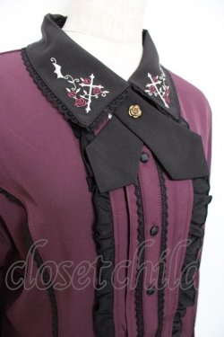 画像4: axes femme / クロスローズ刺繍ブラウス L パープル Y-25-10-18-062-AX-BL-SZ-ZY