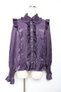 axes femme kawaii / ヴィンテージサテンブラウス M パープル Y-25-10-18-063-AX-BL-SZ-ZY
