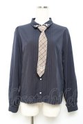 axes femme / チェック柄ネクタイ付ブラウス M 紺 Y-25-10-18-065-AX-BL-SZ-ZY
