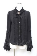 axes femme kawaii / ドットチュール姫袖ブラウス M 黒 Y-25-10-18-070-AX-BL-SZ-ZY